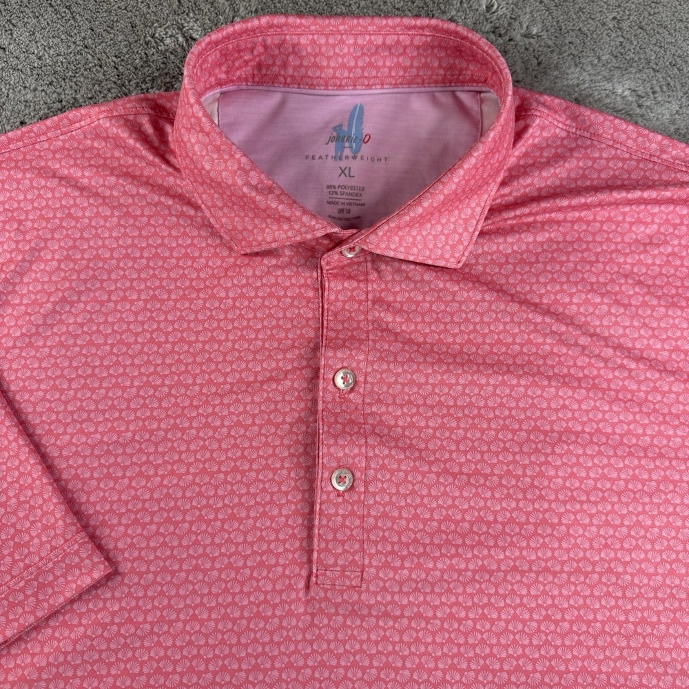 Johnnie-O Featherweight Polo Shirt Mens XL Pink Golf Stretch Lightweight UPF 50